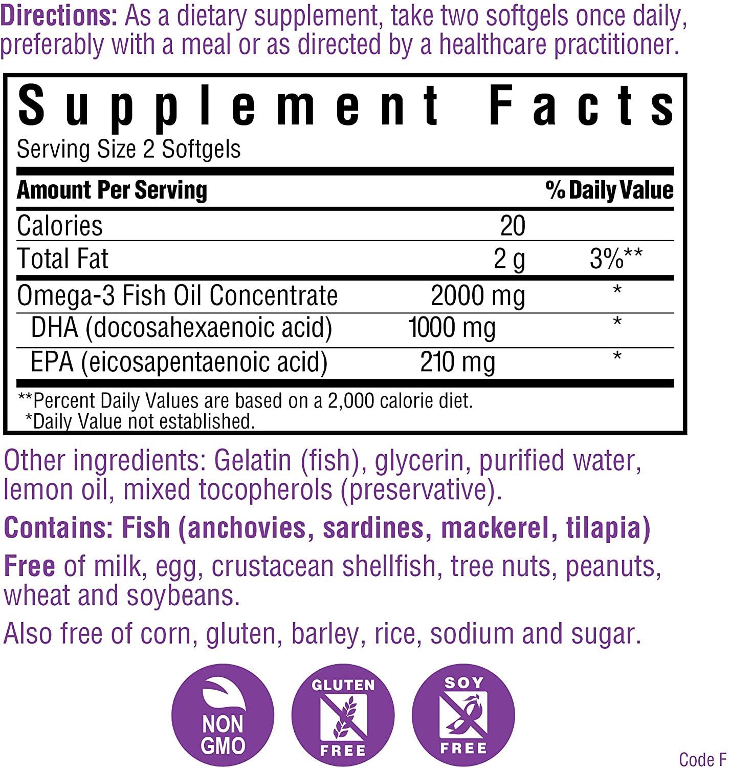 BlueBonnet Natural Omega-3 Brain Formula Softgels, 60 Count