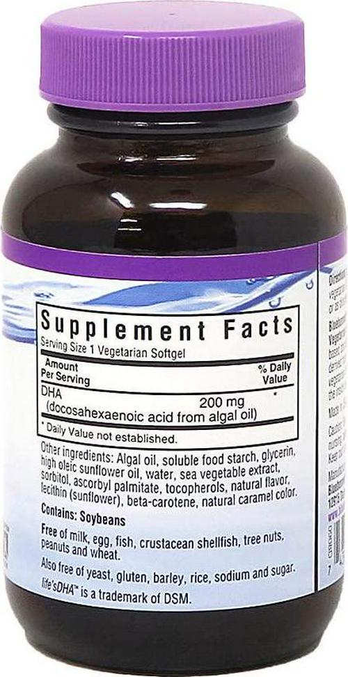 BlueBonnet Natural Omega-3 Vegetarian DHA Vegetarian Softgels, 200 mg, 30 Count