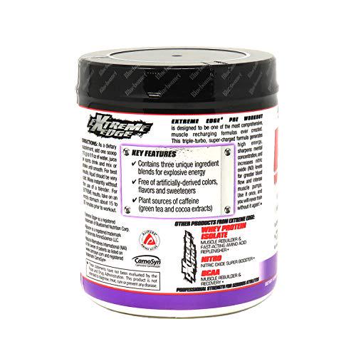 BlueBonnet Nutrition Extreme Edge Pre workout, Increases Nitric Oxide (NO) levels- 30 Servings, Grape Flavor, 10.56 Oz