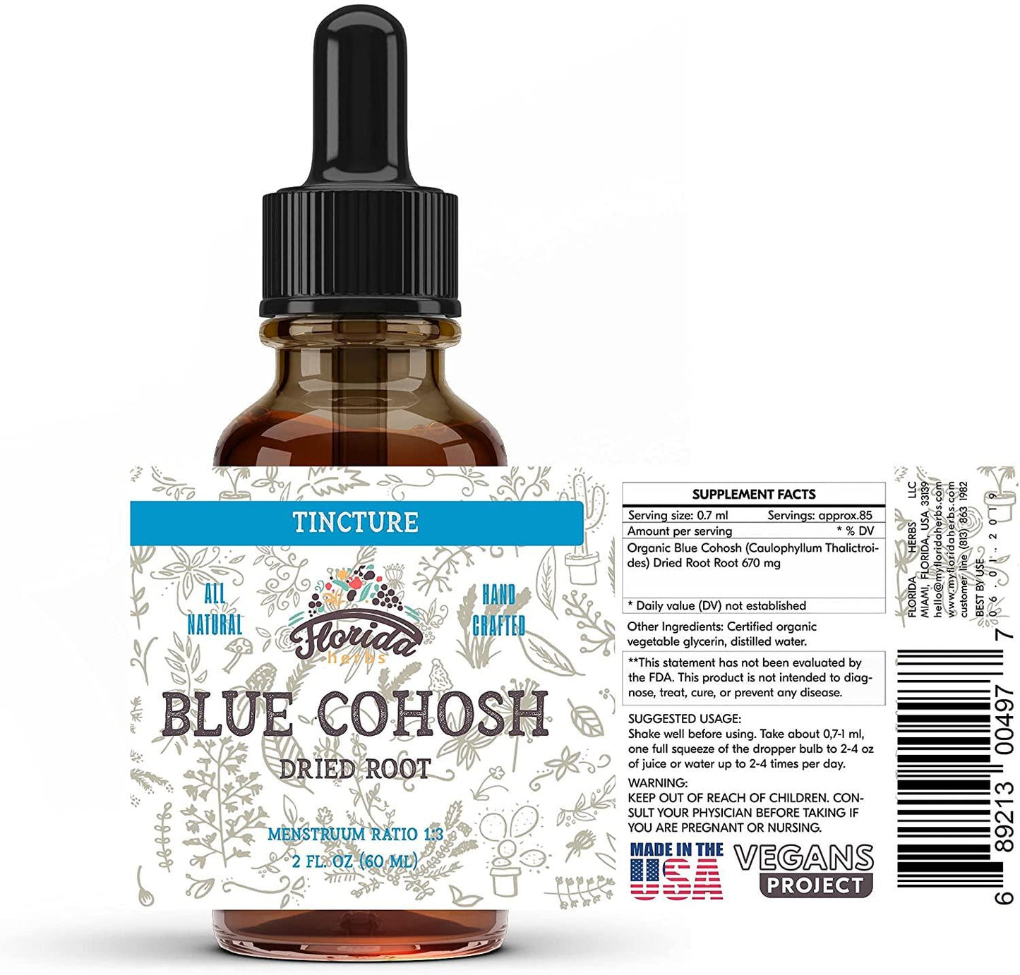 Blue Cohosh Tincture, Organic Blue Cohosh Extract (Caulophyllum Thalictroides)