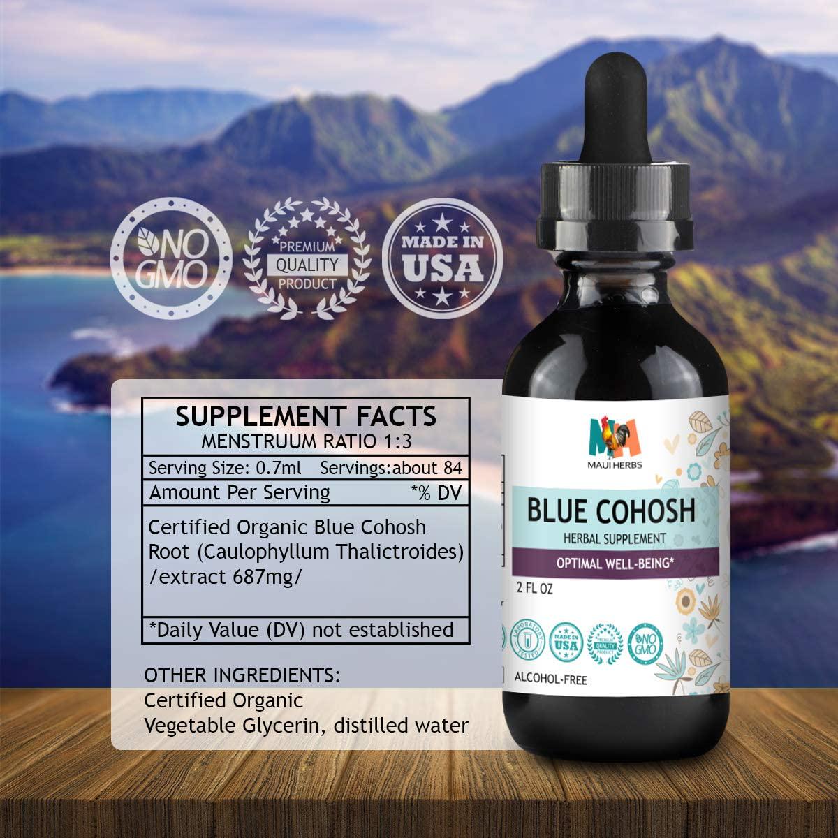 Blue Cohosh Tincture Alcohol-Free Extract, Organic Blue Cohosh Root (Caulophyllum Thalictroides) (2 FL OZ)