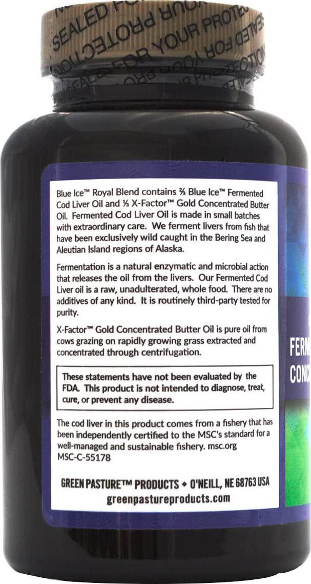 Blue Ice Royal Butter Oil / Fermented Cod Liver Oil Blend (240 Capsules) 2 bottles of 120 capsules