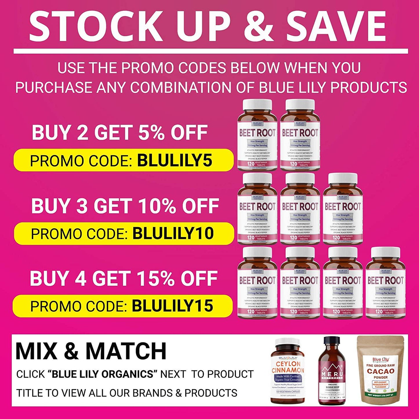 Blue Lily Organic Beet Root Powder (120 Tablets) Ultrabeets 1350 mg with Black Pepper. Nitric Oxide for Performance, Helps Lower Blood Pressure, Supports Heart Health, Athletic Performance No Capsules