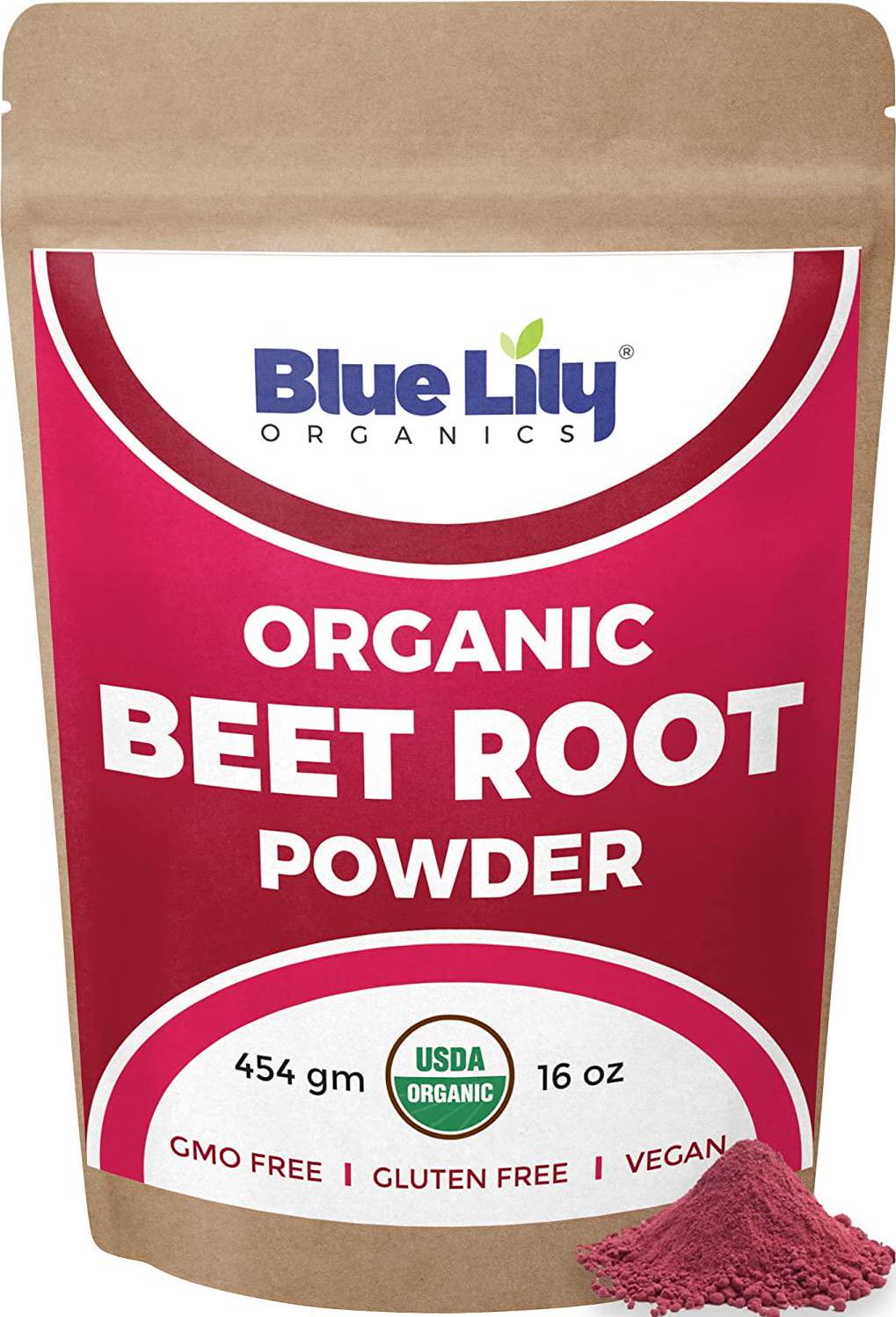 Blue Lily Organics Beet Root Powder (1 lb) | Raw and Non-GMO | Super Food | Natural Nitric Oxide Booster | Supports Healthy Circulation and Energy Levels