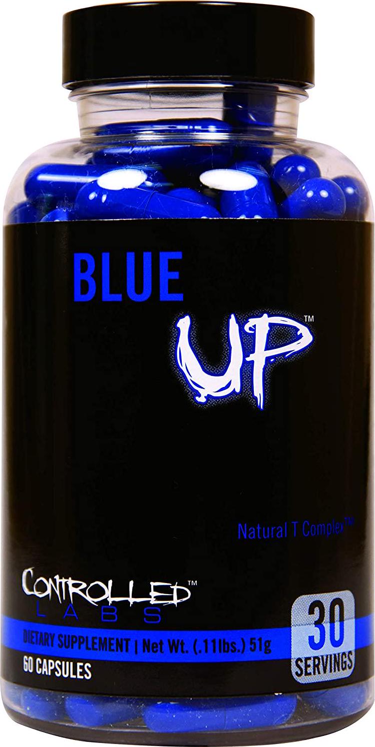 Blue Up Testosterone Booster by Controlled Labs, Tribulus Terrestris, Avena Sativa, Eurycoma Longifolia, Natural Caffeine, Strength Enhancing Supplement - 30 Servings