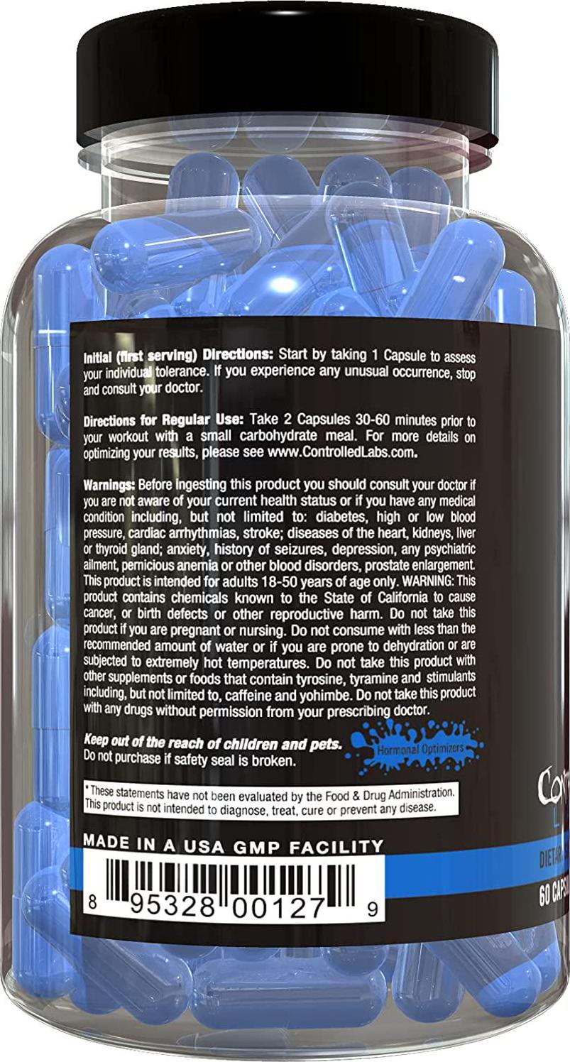 Blue Up Testosterone Booster by Controlled Labs, Tribulus Terrestris, Avena Sativa, Eurycoma Longifolia, Natural Caffeine, Strength Enhancing Supplement - 30 Servings