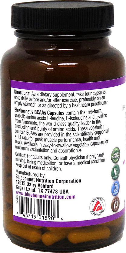 Bluebonnet BCAAS Vitamin Capsules, 120 Count