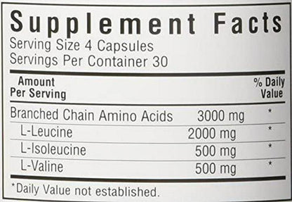 Bluebonnet BCAAS Vitamin Capsules, 120 Count