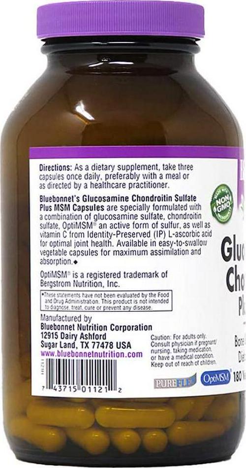 Bluebonnet Glucosamine Chondroitin Plus Msm Vc 180 Ct