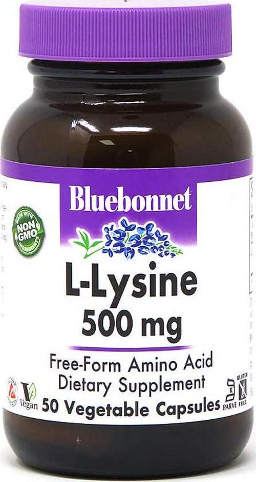 Bluebonnet L-Lysine 500 mg Vitamin Capsules, 50 Count