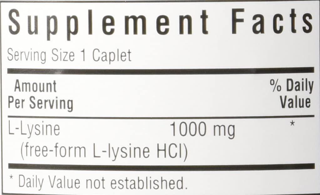 Bluebonnet L-Lysine 1000 mg Caplets, 100 Count