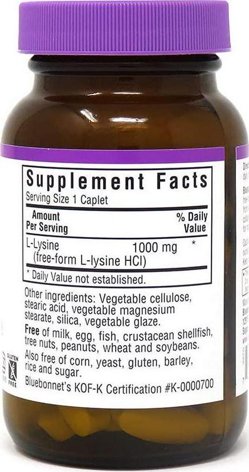Bluebonnet L-Lysine 1000 mg Caplets, 50 Count