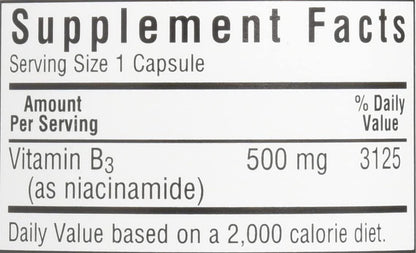 Bluebonnet Niaciamide 500 mg Vegetable Capsules, 60 Count