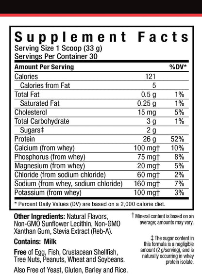 Bluebonnet Nutrition Extreme Edge Whey Protein Isolate Powder, Grass Fed Cows, 26 Grams of Protein, No Sugar Added, Non GMO, Gluten Free, Soy Free, Kosher Dairy, 2 lb, 30 Servings, Vanilla Flavor