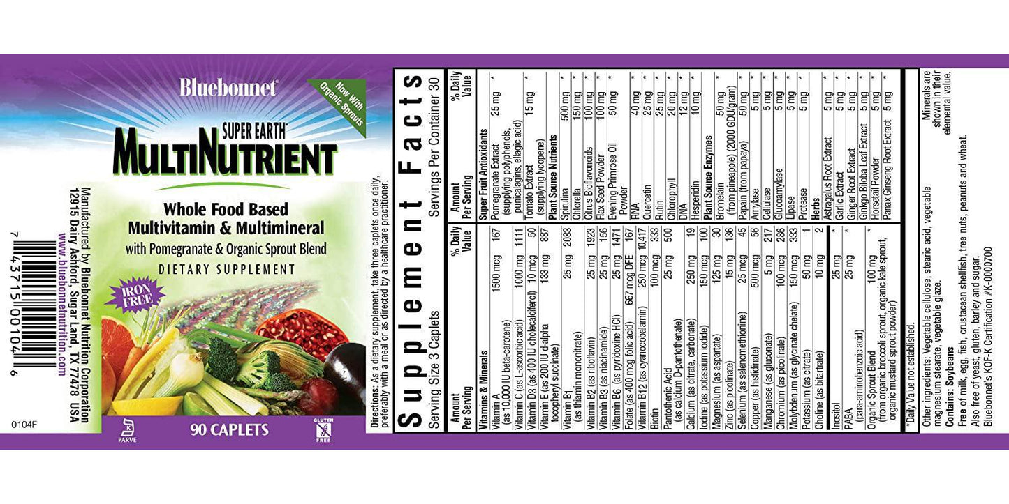 Bluebonnet Nutrition Super Earth Multinutrient Formula (Iron Free)