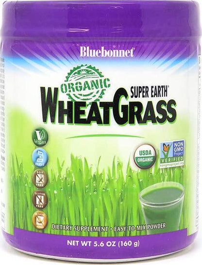 Bluebonnet Nutrition Super Earth Organic Wheatgrass, Green Powder Superfood, 5.6 Ounce