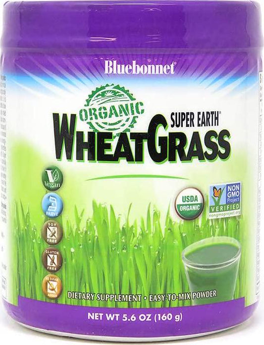 Bluebonnet Nutrition Super Earth Organic Wheatgrass, Green Powder Superfood, 5.6 Ounce