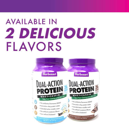 Bluebonnet Nutrition - Dual-Action Protein Whey + Casein Natural Chocolate Flavor - 2.1 lbs.