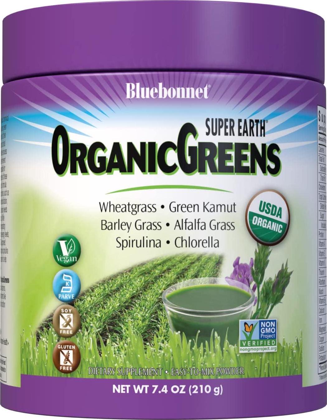 Bluebonnet Nutrition Super Earth Organic, Green Powder, 7.4 Oz