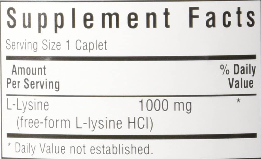 Bluebonnet Nutrition - L Lysine Free-Form Amino Acid 1000 mg. - 100 Vegetarian Caplet(s)