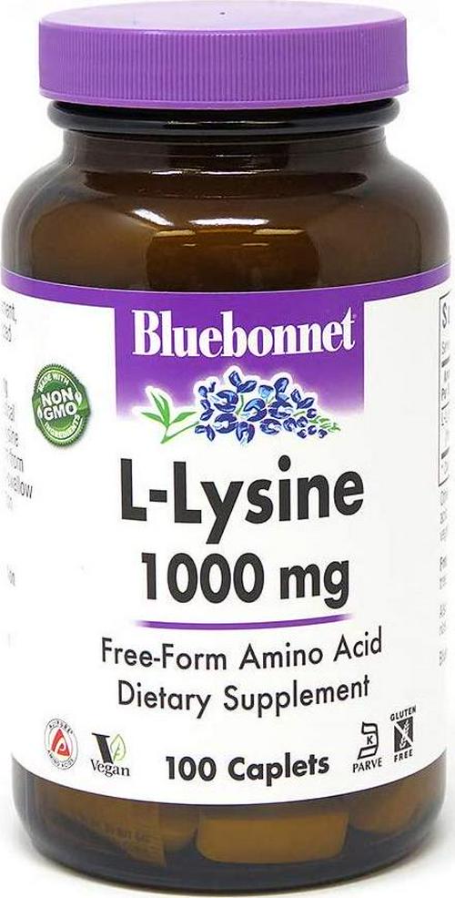 Bluebonnet Nutrition - L Lysine Free-Form Amino Acid 1000 mg. - 100 Vegetarian Caplet(s)