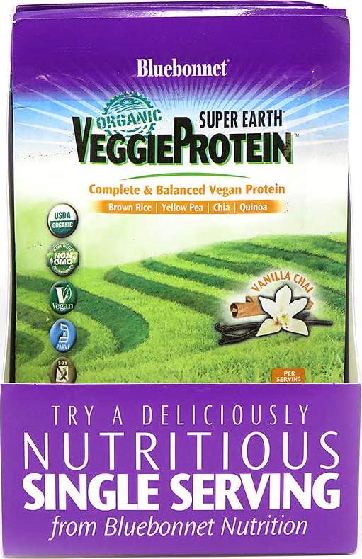 Bluebonnet Super Earth Veggie Protein Powder Original, Vanilla Chai, 1.05 oz ,8 Count