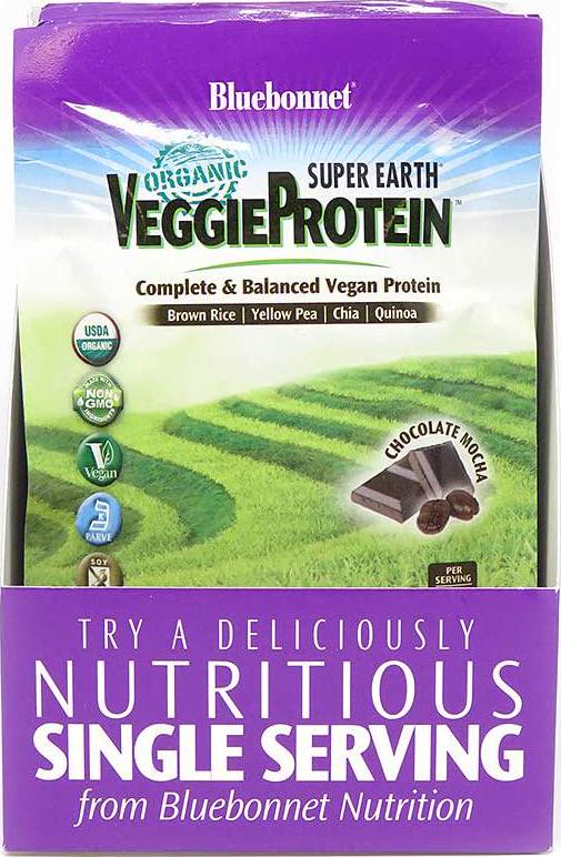 Bluebonnet Super Earth Veggie Protein Powder Original, Chocolate Mocha, 0.55 Pounds