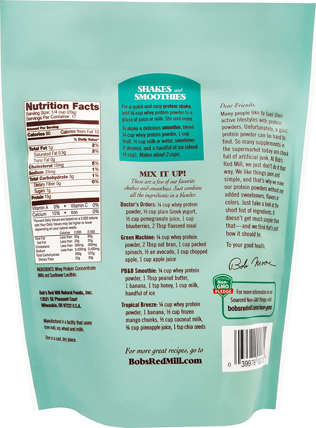 Bob&#039;s Red Mill Whey Protein Powder 12ounce Package May Vary, Red, unflavored, 12 Ounce