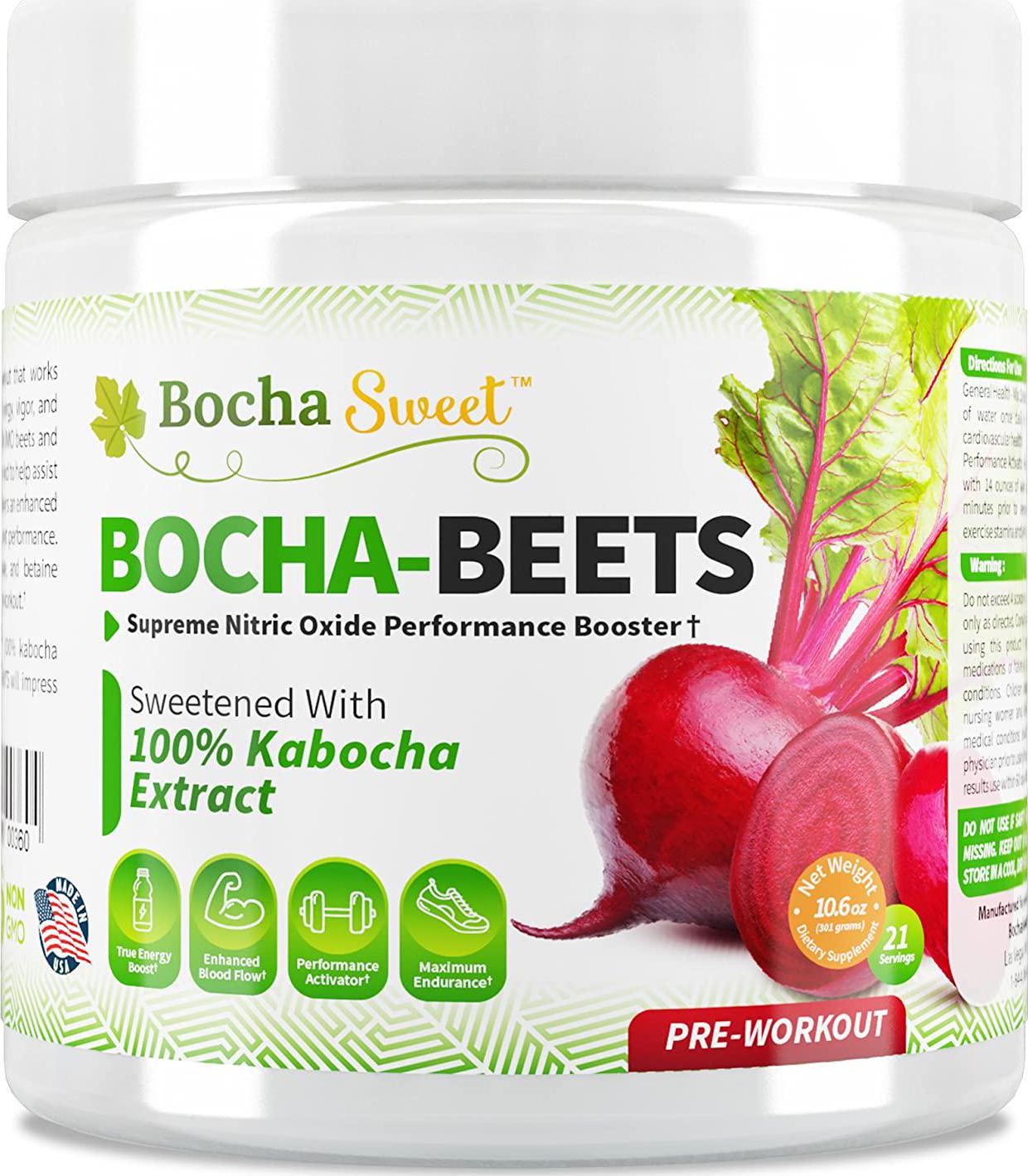 BochaSweet: Bocha-Beets Nitric Oxide Booster Pre Workout Supplement - Organic Beet Root Juice Powder + Citrulline, Betaine, BCAAs and Electrolytes, 100% Kabocha Extract Sweetened, Perfect for Keto Diet