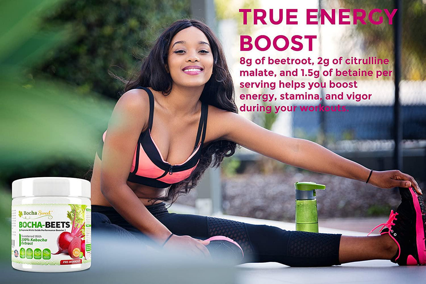 BochaSweet: Bocha-Beets Nitric Oxide Booster Pre Workout Supplement - Organic Beet Root Juice Powder + Citrulline, Betaine, BCAAs and Electrolytes, 100% Kabocha Extract Sweetened, Perfect for Keto Diet