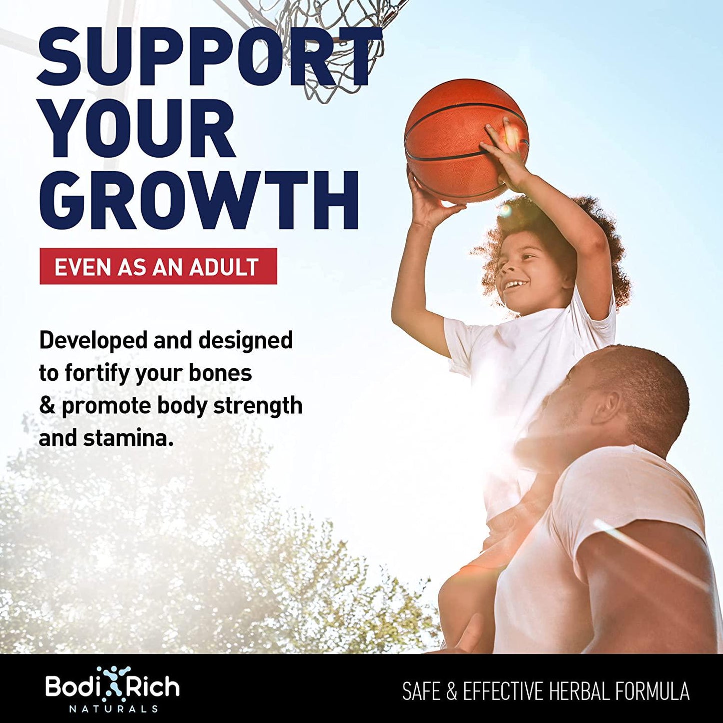 Bodirich Height Growth Maximizer - Natural Height Increase Pills - Made in USA - Growth Pills with Calcium for Bone Strength - Grow Taller Supplement for Bone Density and Joint Support - 60caps