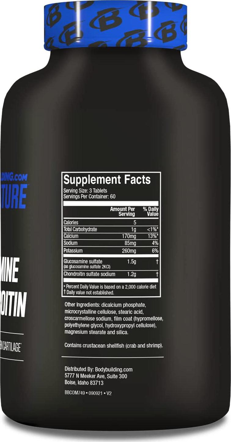 BodyBuilding.Com Signature Glucosamine and Chondroitin Tablets | Joint Pain Relief Promotes Cartilage Strength | Gluten Free | 180 Caps