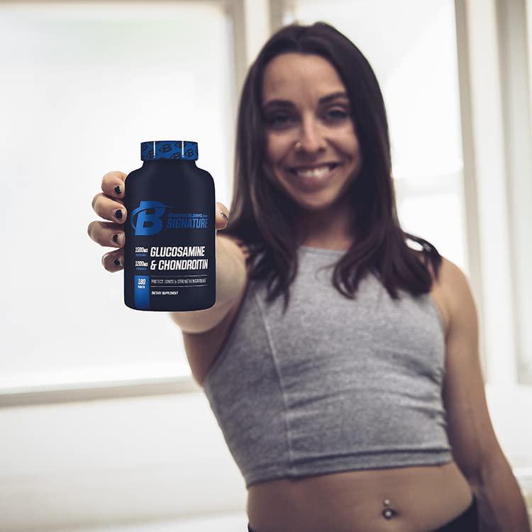 BodyBuilding.Com Signature Glucosamine and Chondroitin Tablets | Joint Pain Relief Promotes Cartilage Strength | Gluten Free | 180 Caps