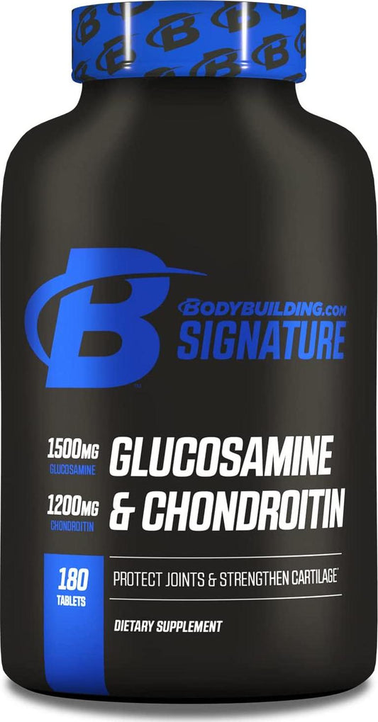 BodyBuilding.Com Signature Glucosamine and Chondroitin Tablets | Joint Pain Relief Promotes Cartilage Strength | Gluten Free | 180 Caps