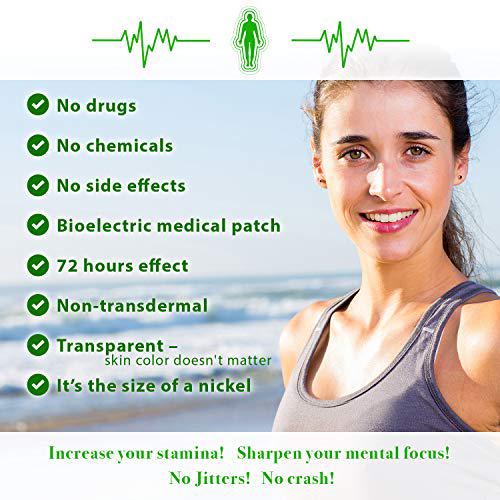 BodyHZ Bioelectric Energy Patches - Caffeine Alternative for Everyday Use - Charged with Vitamin B12, Caffeine, Ginseng and L-Carnitine - Restore and Sustain Natural Energy Levels and Focus - 30 Count