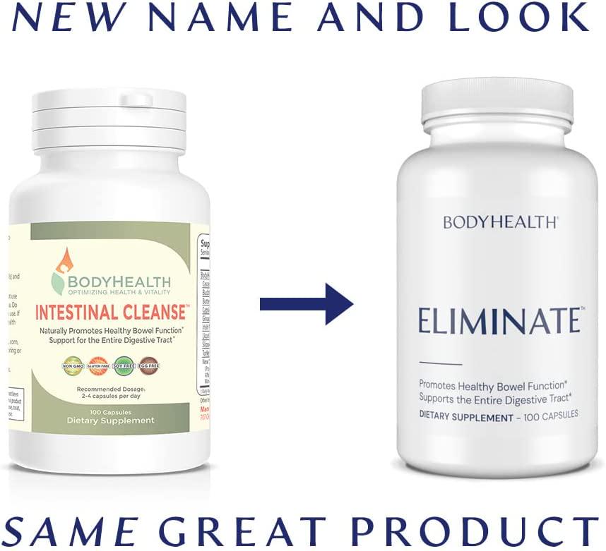 BodyHealth Intestinal Cleanse Eliminate (100 Capsules), Colon Cleanser Detox, Laxative for Constipation and Gentle Bowel Elimination, Helps with Weight Loss, Liver Health and Body Detoxification