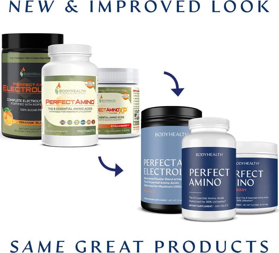 BodyHealth PerfectAmino XP Lemon Lime (60 Serving), Best Pre/Post Workout Recovery Drink, 8 Essential Amino Acids Energy Supplement with 50% BCAAs, 100% Organic, 99% Utilization (Packaging May Vary)