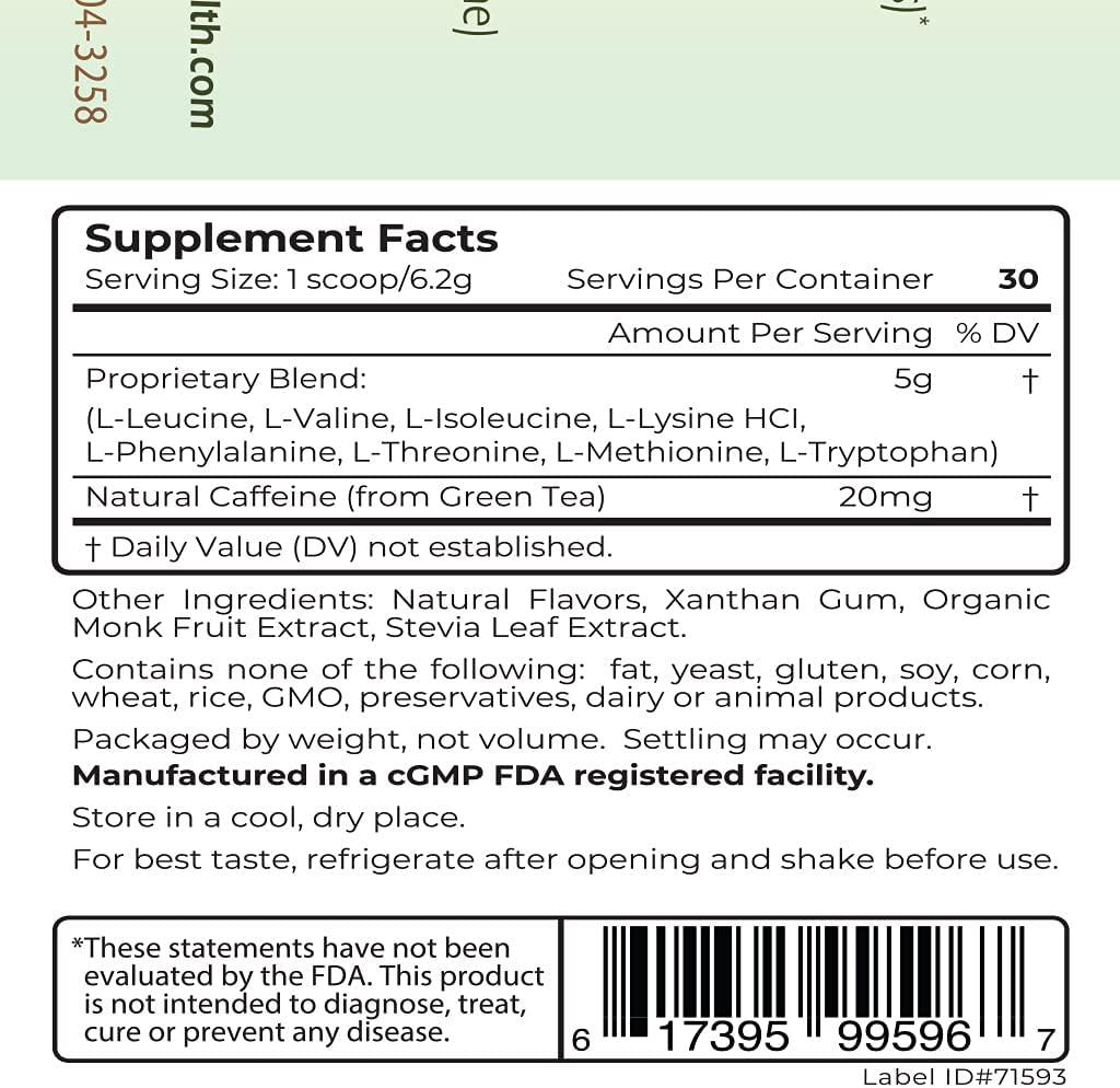 BodyHealth PerfectAmino XP Mocha Boost (60 Serving), Best Pre/Post Workout Recovery Drink, 8 Essential Amino Acids Energy Supplement with 50% BCAAs, 100% Organic, 99% Utilization