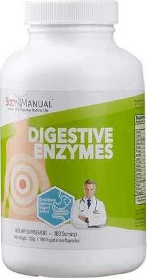 BodyManual Digestive Enzyme Supplement | Supports Healthy Digestion and Nutrient Absorption | Gluten, Dairy, Soy, and GMO Free (180 Capsules)