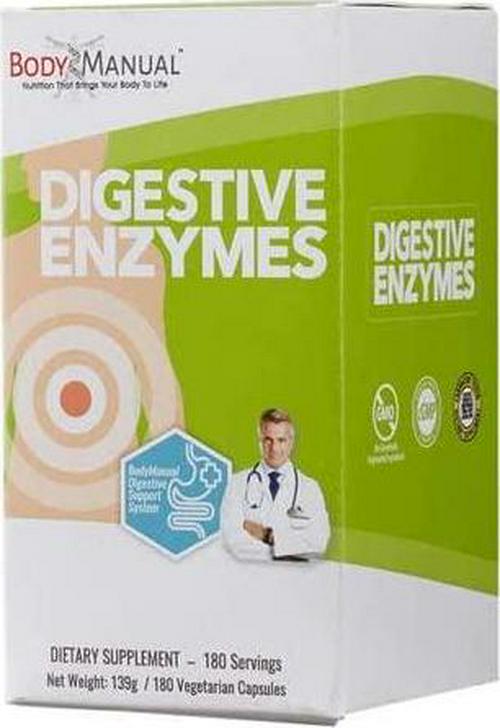 BodyManual Digestive Enzyme Supplement | Supports Healthy Digestion and Nutrient Absorption | Gluten, Dairy, Soy, and GMO Free (180 Capsules)