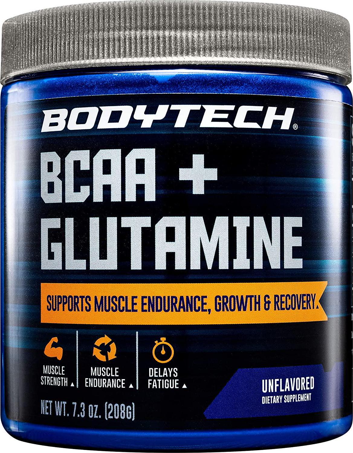 BodyTech BCAA Glutamine Supports Muscle Endurance, Growth Recovery with Essential Amino Acids (7.2 Ounce Powder)