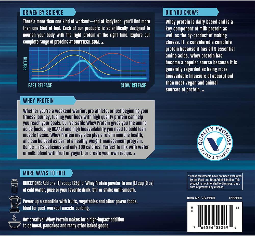 BodyTech Whey Protein Powder with 17 Grams of Protein per Serving Amino Acids Ideal for PostWorkout Muscle Building, Contains Milk Soy Rich Chocolate (5 Pound)