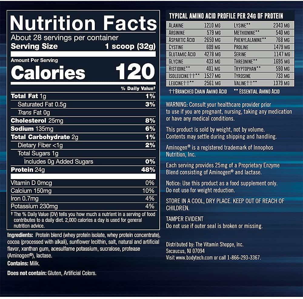 BodyTech Whey Tech Pro 24 Protein Powder Protein Enzyme Blend with BCAA&#039;s to Fuel Muscle Growth Recovery, Ideal for PostWorkout Muscle Building Rich Chocolate (2 Pound)