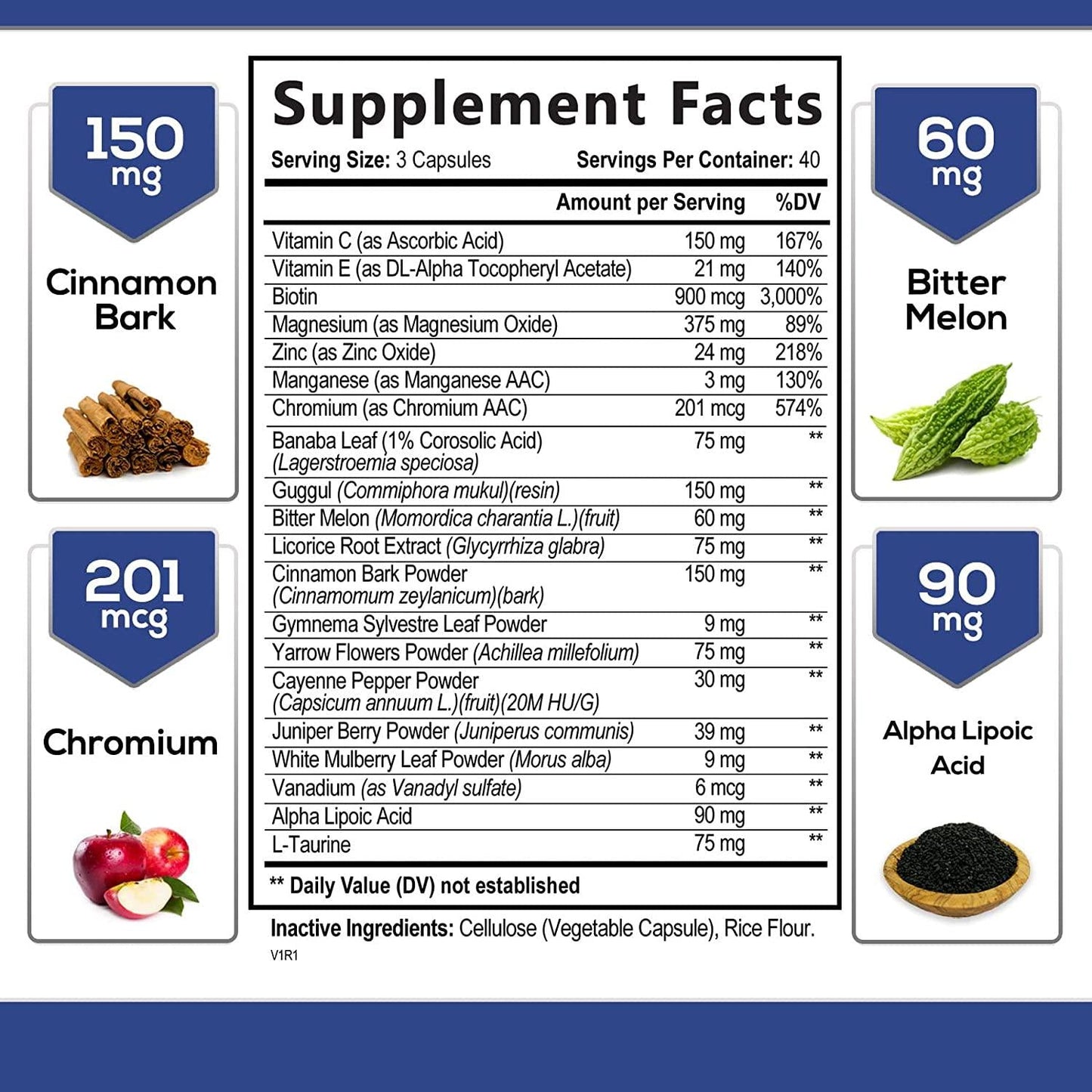 Body Balance Complex - Advanced Extra Strength Herbal Supplement with Cinnamon, Alpha Lipoic Acid and Chromium - 20 Herbs and Vitamin Blend - Best Vegan Complex - 120 Capsules