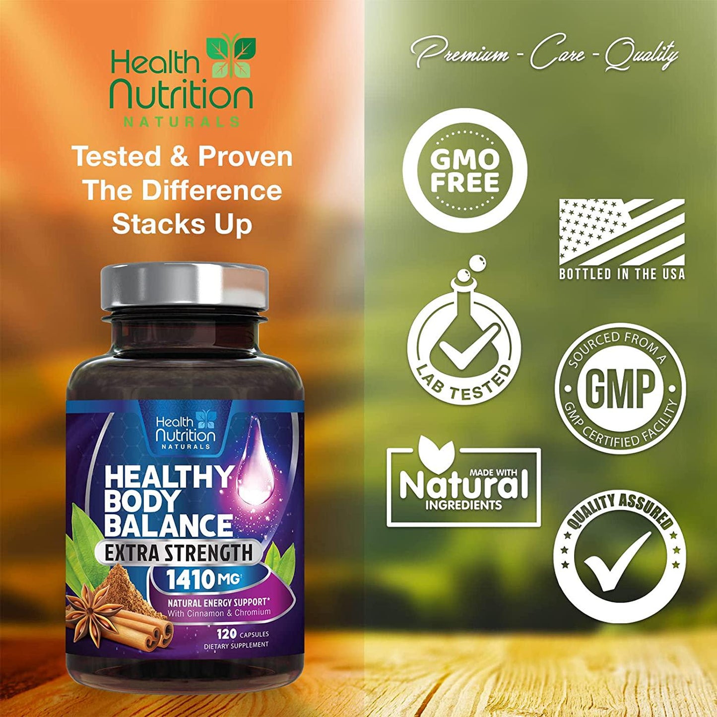 Body Balance Complex - Advanced Extra Strength Herbal Supplement with Cinnamon, Alpha Lipoic Acid and Chromium - 20 Herbs and Vitamin Blend - Best Vegan Complex - 120 Capsules