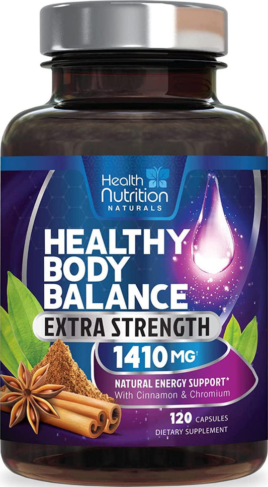 Body Balance Complex - Advanced Extra Strength Herbal Supplement with Cinnamon, Alpha Lipoic Acid and Chromium - 20 Herbs and Vitamin Blend - Best Vegan Complex - 120 Capsules