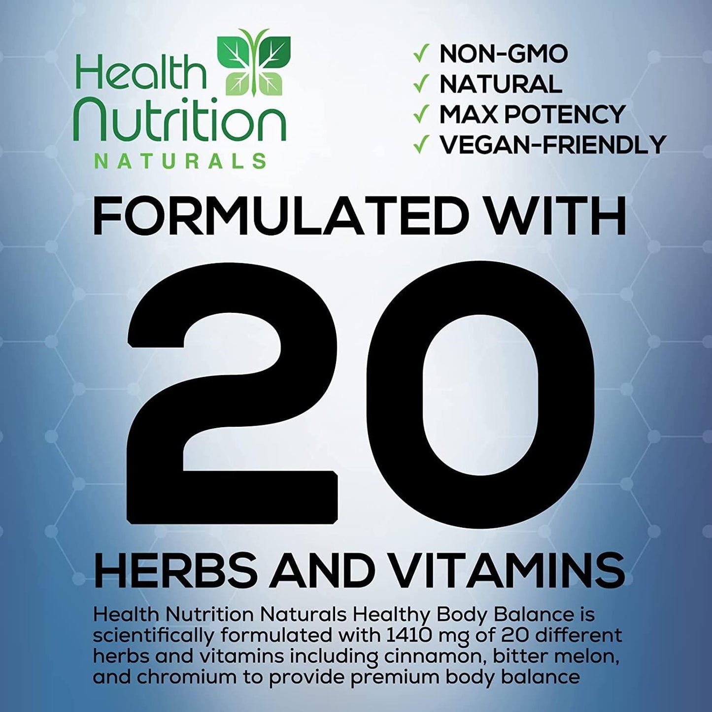 Body Balance Complex - Advanced Extra Strength Herbal Supplement with Cinnamon, Alpha Lipoic Acid and Chromium - 20 Herbs and Vitamin Blend - Best Vegan Complex - 120 Capsules