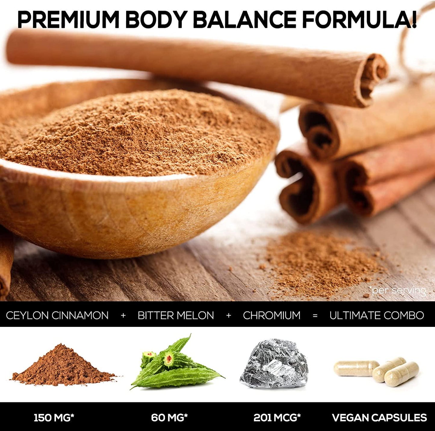 Body Balance Complex - Advanced Extra Strength Herbal Supplement with Cinnamon, Alpha Lipoic Acid and Chromium - 20 Herbs and Vitamin Blend - Best Vegan Complex - 120 Capsules