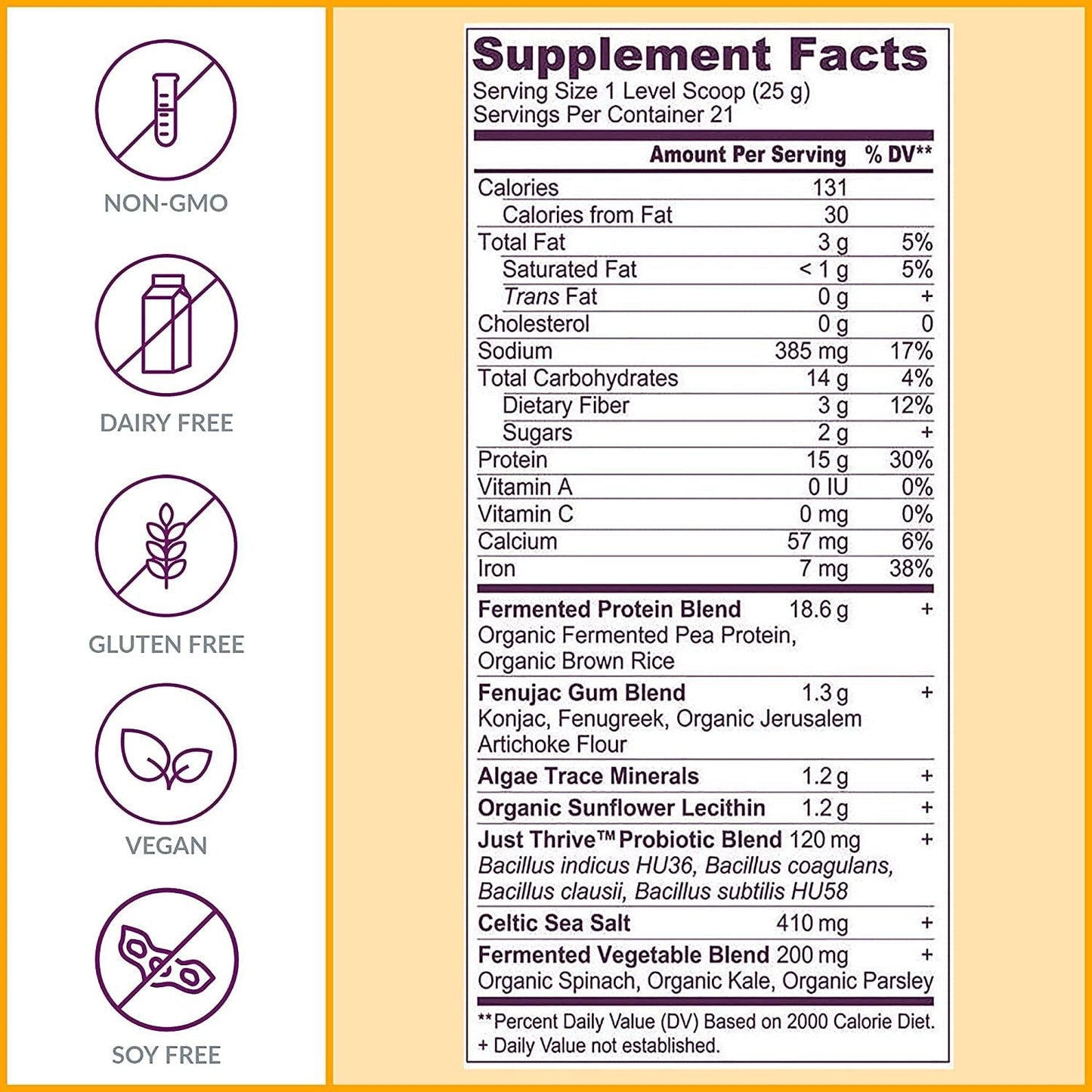 Body Ecology Probiotic Protein Shake Powder | Vegan, Fermented, Organic, Non-GMO, Gluten Free, Soy Free, Dairy Free, No Sugar Added | 15g of Protein | 23 Servings