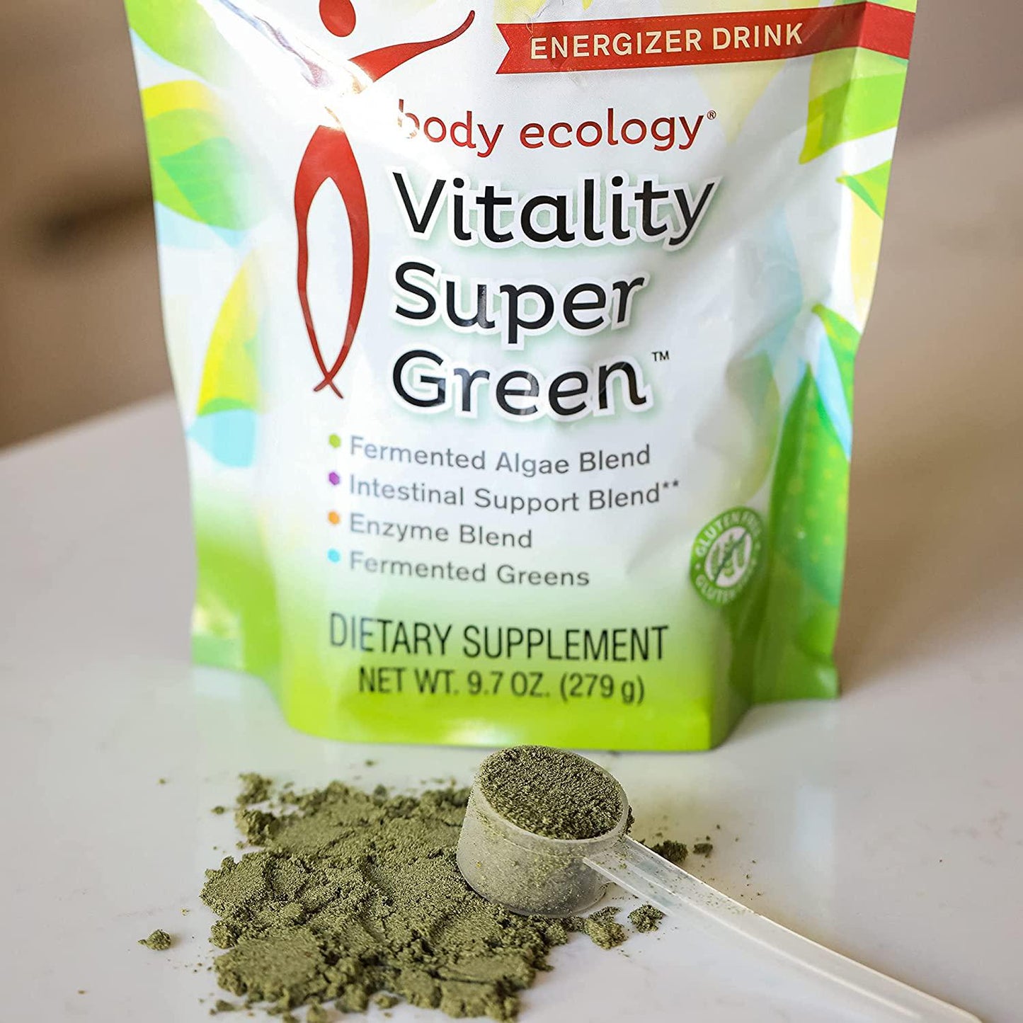 Body Ecology Vitality SuperGreen | Non-GMO Organic Superfood Powder with Spirulina, Alfalfa, Chorella, and More | Boosts Energy, Immunity and Health | 30 Servings